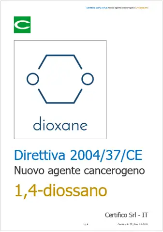 Direttiva 2004 37 CE Nuovo agente cancerogeno 1 4 diossano Direttiva 2004 37 CE Nuovo agente cancerogeno 1 4 diossano