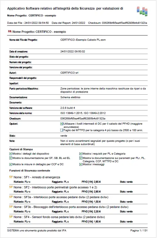 Esempio di calcolo SISTEMA IFA Esempio di calcolo SISTEMA IFA