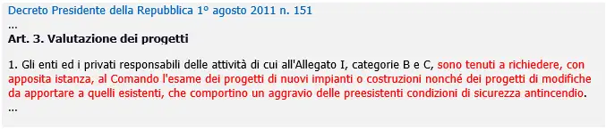 Esame progetto DPR 151 2011