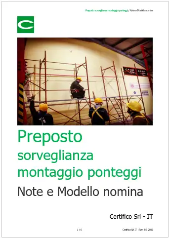 Preposto sorveglianza PIMIUS Note e Modello nomina Preposto sorveglianza PIMIUS Note e Modello nomina