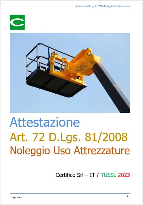 ID 552   Attestazione noleggio