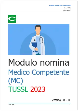 Modulo nomina Medico Competente MC TUSSL Modulo nomina Medico Competente MC TUSSL