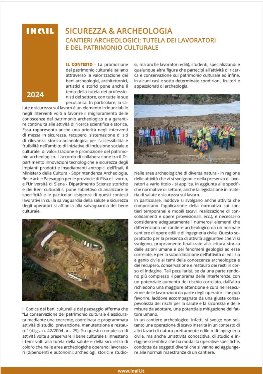 Cantieri archeologici tutela dei lavoratori e del patrimonio culturale Cantieri archeologici tutela dei lavoratori e del patrimonio culturale