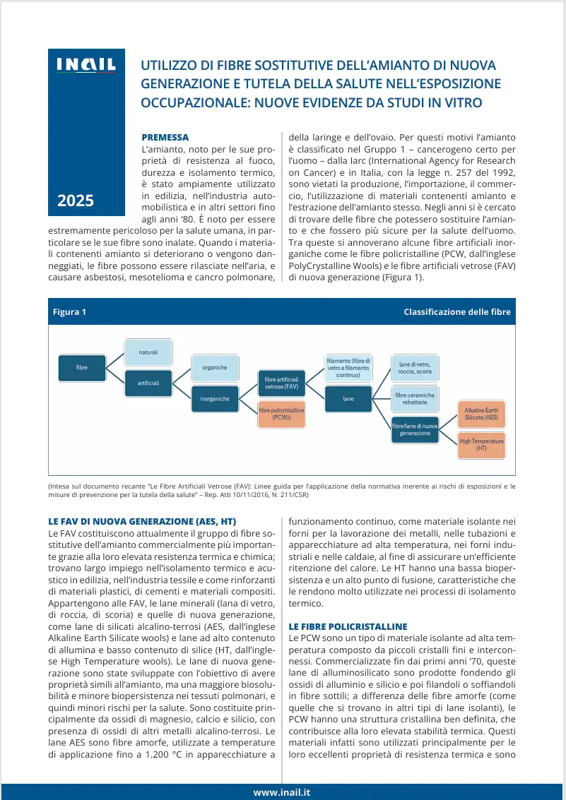 Utilizzo di fibre sostitutive dell’amianto di nuova generazione