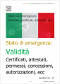 Stato di emergenza   Validita  certificati  attestati ecc